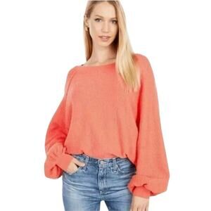 Free People Found My Friend Boucle Oversized Sweater Sz Small Cactus Bloom Coral